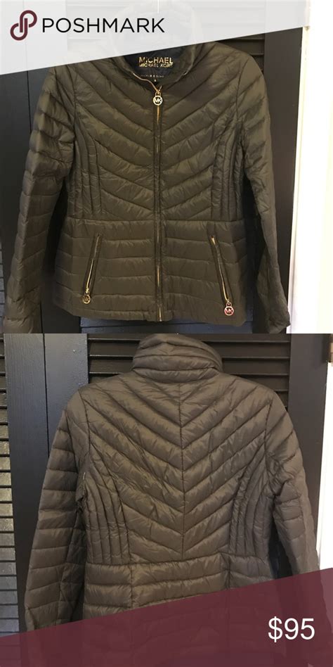 men olive green lightweight puffer jacket michael kors|Michael Kors packable jacket.